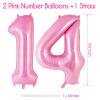 Pink Number 14 Balloon, 40 Inch Big Large Foil Helium Number Balloons, Giant Mylar Number 14 Balloons for 14 Years Old Birthday Party Decorations Supplies Anniversary view 3