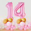 Pink Number 14 Balloon, 40 Inch Big Large Foil Helium Number Balloons, Giant Mylar Number 14 Balloons for 14 Years Old Birthday Party Decorations Supplies Anniversary view 4