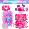 K.T. Fancy 18 Inch American Doll Clothes and Accessories, Doll Travel Suitcase Playset for Girls, Cute Travel Doll Clothes for 18 Inch Girl Doll(Not Include Doll & Shoes), Pink view 4