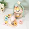MONT PLEASANT 23pcs Wooden Tea Set for Little Girls, Toddler Tea Set Wooden Toys Play Kitchen Accessories with Cupcake Stand and Tray, Kids Tea Party Set Pretend Play Food Birthday Gift Playset view 2