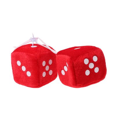 Vacatga 1 Pair Fuzzy Dots Rear View Hanger Decoration Car Styling Accessorie Red Fuzz, 6*6*6 cm