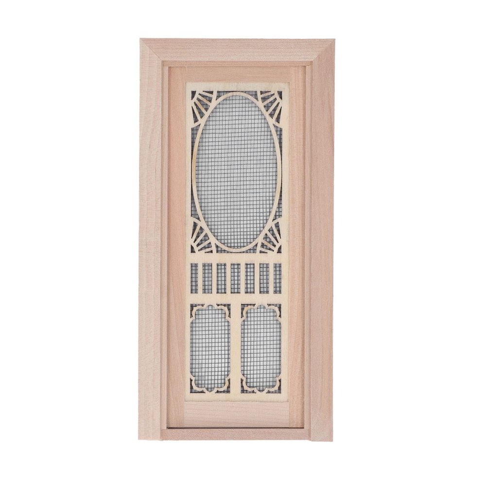 1:12 Doll House Screen Door, Mini Dollhouse Furniture Model, DIY Natura l Finish Dollhouse Furniture Model, Easy to Carry, Exquisite Details Birch Dollhouse Furniture for Home