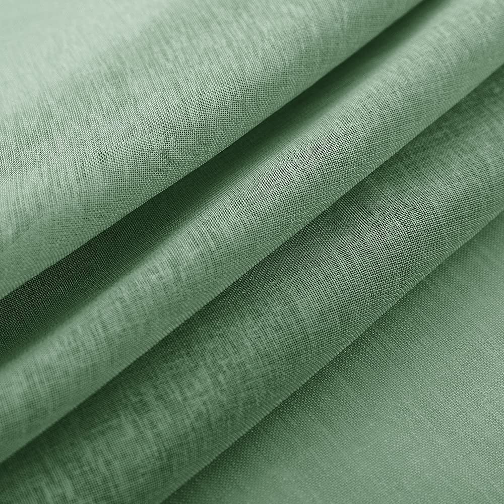 Iuokuby Simple Solid Sheer Curtains Transparents Voile Rod Pocket for Living Dining Kids Room Bedroom(1 Panel, W 52 x L 84 inch, Army Green)