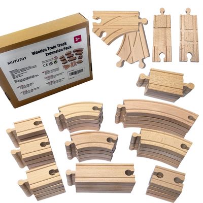 44 Pcs Wooden Train Track Expansion Pack