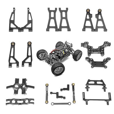 RWLZLB Swing Arm Shock Mount Body Pillar Steering Rod Kit, Metal Aluminum Alloy Upgrade Accessories Spare Part, for Hyper GO BEZGAR Jetwood H16BM H16GT H16DR 1/16 RC Car (10 Sets Titanium)
