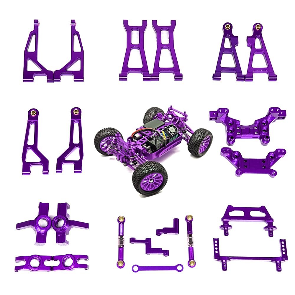 RWLZLB 27PC for Hyper Go RC Car Parts, Metal Aluminum Alloy Upgrade Accessories Spare Part, for Hyper Go BEZGAR Jetwood H16BM H16GT H16DR 1/16 RC Car (Full Sets Purple)
