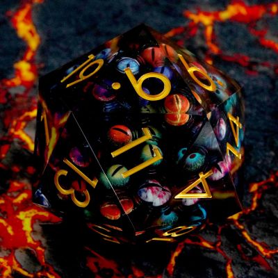 85MM Large Dragon Eyebal Dice, DND 85mm Jumbo D20 with Gift Case, Sharp Edge Polyhedral Dice for Dungeons and Dragons(Mixed Colors Eyeball-Small Eyeball)