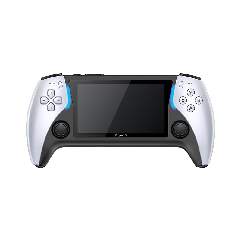 YoimJoyFun Project X Retro Gaming Console, Handheld Retro Video Game Console, 11 emulators, 4.3-inch IPS Screen,15000+ Games (White), White&black