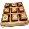 6" Wooden Tic Tac Toe Game - Handmade Table Top, Family Drawing Room Party, Premium Quality Travel Board Game 1.5 Inch Blocks Both Sides Brass 0X, Safer Than Electronic Electric Bolt Game view 3