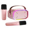 Karaoke Machine for 3~6 Kids and Adults Bundle (Blue+Black+Pink), Mini Portable Bluetooth Speaker with Wireless Microphones, Led Lights for TV, Home Party, Kids Gift for Girls Boys Family Birthday view 3