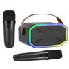 Karaoke Machine for 3~6 Kids and Adults Bundle (Blue+Black+Pink), Mini Portable Bluetooth Speaker with Wireless Microphones, Led Lights for TV, Home Party, Kids Gift for Girls Boys Family Birthday view 4
