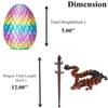 3D Printed Dragon Easter Egg,8.5in. Articulated Crystal Dragon Fidget Toy,Perfect Basket Essentials Stuffers (1set & 12inch CandyMulti, L8.5inch Dragon&H3.5inch Egg) view 3
