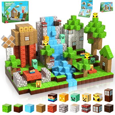 ToyUnited Magnetic Blocks-100PCS Magnetic Building Blocks Magnet Cube Toys Stacking,Build Forest World Set,STEM Montessori Sensory Toys for Kids Boys Girls Age 3 4 5 6 7 8 9 10 Christmas Birthday Gift