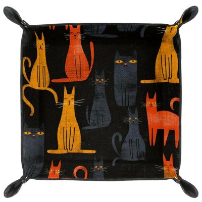 Abstract Cat Pattern Microfiber Leather Dice Trays Folding for RPG DND Table Games, Leather Dice Holder Storage Box Portable Folding Rolling Dice Tray, 20.5x20.5cm