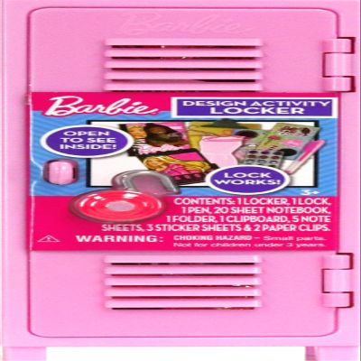 Barbie Design Activity Locker  Creative Kids Craft Set with Mini Journal, Stickers, Clipboard & Working Lock, Portable Art Locker Playset Ages 3+