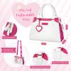 Shemira Play Purse for Little Girls, Princess Pretend Toys for Kids 3 4 5 6 7 8 Years Old, Christmas & Birthday Gift for Girls Age 3-5 4-6 6-8, Toddler Purse with Accessories, Kids Toy Purse, White view 2