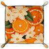 Fresh Oranges Microfiber Leather Dice Trays Folding for RPG DND Table Games, Leather Dice Holder Storage Box Portable Folding Rolling Dice Tray, 20.5x20.5cm view 1