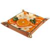 Fresh Oranges Microfiber Leather Dice Trays Folding for RPG DND Table Games, Leather Dice Holder Storage Box Portable Folding Rolling Dice Tray, 20.5x20.5cm view 2