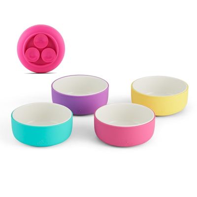 Elk and Friends Kids Porcelain Bowls with Silicone Suction Sleeve | Kids/Toddler/Baby Feeding | Microwave & Dishwasher Safe | Non slip | Cereal/Soup/Snack Dishes & Dinnerware