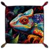 Jungle Colorful Chameleon Microfiber Leather Dice Trays Folding for RPG DND Table Games, Leather Dice Holder Storage Box Portable Folding Rolling Dice Tray, 20.5x20.5cm view 1