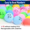 Japard 75 Pcs Numbered Bingo Balls, Only 1.57 inches Colorful Table Tennis Ball Set for Standard Cages and Boards, Easy Read, Perfect for Parties, Prize Raffles view 4