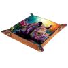 Microfiber Leather Dice Trays Holder for Dice Games Like RPG DND, Rose Broken Rhino Dice Holder Storage Box Portable Folding Rolling Dice Tray, 16x16cm view 2