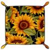Bright Sunflowers Microfiber Leather Dice Trays Folding for RPG DND Table Games, Leather Dice Holder Storage Box Portable Folding Rolling Dice Tray, 20.5x20.5cm view 1