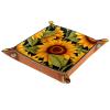 Bright Sunflowers Microfiber Leather Dice Trays Folding for RPG DND Table Games, Leather Dice Holder Storage Box Portable Folding Rolling Dice Tray, 20.5x20.5cm view 2