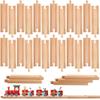 30 Pcs Wooden Train Track Bulk Straight Train Track Hardwood Train Track Expansion Packs for Most Major Toy Trains Railway Table Activities Games view 1