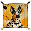 Microfiber Leather Dice Trays Holder for Dice Games Like RPG DND, Cartoon Orange Dalmatian Dice Holder Storage Box Portable Folding Rolling Dice Tray, 16x16cm view 1