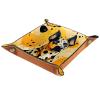 Microfiber Leather Dice Trays Holder for Dice Games Like RPG DND, Cartoon Orange Dalmatian Dice Holder Storage Box Portable Folding Rolling Dice Tray, 16x16cm view 2