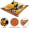 Microfiber Leather Dice Trays Holder for Dice Games Like RPG DND, Cartoon Orange Dalmatian Dice Holder Storage Box Portable Folding Rolling Dice Tray, 16x16cm view 3