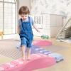 8Pcs Stepping Stones for Kids Balance Beam Toddler Non-Slip Plastic Balance Stepping Stones Sensory Toys for Toddlers, Indoor or Outdoor Play, for Age 3-5 Years, Pinkish Purple view 1