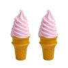 LONG XIN SERIES 2 Pcs Simulated Ice Cream Artificial Lifelike Fake Ice Cream Food Model for Home Kitchen Cabinet Desk Shops Party Decor Sample Display Photography Props(Pink) view 1