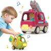 PANITU Baby Toys Push Cars for 1 2 3 Year Old 2 Pack Friction Powered Airplane Fire Trucks for Toddlers 1-3 Lights and Musical Toys for 1 Year Old First Birthday Gifts for Toddler view 1