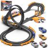 Slot Car Race Track Sets with 4 Slot Cars, Electric Race Car Track Include Slope Circular Overpass Track, Dual Racing Game Featuring Flash Bridge and Pendulum, Gifts Toys for Boys Kids Age 6 7 8-12 view 1
