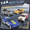 Slot Car Race Track Sets with 4 Slot Cars, Electric Race Car Track Include Slope Circular Overpass Track, Dual Racing Game Featuring Flash Bridge and Pendulum, Gifts Toys for Boys Kids Age 6 7 8-12 view 2