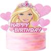 11 Pcs Pink Glitter Happy Birthday Girl Cake Topper Set - Heart-Shaped Party Supplies and Decorations view 1