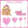 11 Pcs Pink Glitter Happy Birthday Girl Cake Topper Set - Heart-Shaped Party Supplies and Decorations view 3