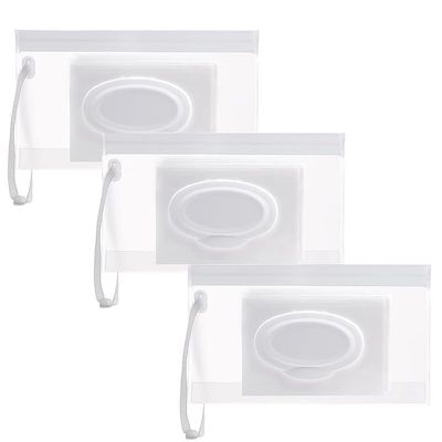 1/3Pcs Refillable Reusable Wet Tissue Holder Baby Wipes Pouch Dispenser Container Bag for Travel Stroller (3Pcs)