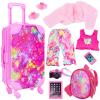 Ecore Fun American 18 Inch Doll Clothes and Accessories Suitcase Set with Doll Backpack Outfits Hair Clips & Accessories 18 Inch Dolls Girl Gifts view 1