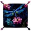 Microfiber Leather Dice Trays Holder for Dice Games Like RPG DND, Fancy Dragonflies B Dice Holder Storage Box Portable Folding Rolling Dice Tray, 16x16cm view 1