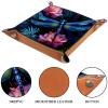 Microfiber Leather Dice Trays Holder for Dice Games Like RPG DND, Fancy Dragonflies B Dice Holder Storage Box Portable Folding Rolling Dice Tray, 16x16cm view 3