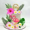 14 PCS Flamingo Cake Toppers Artificial Flower Palm Leaves Cake Decoration for Birthday Summer Tropical Hawaiian Themed Supplies (1) view 4