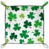 Lucky Clover Leaves Pattern Microfiber Leather Dice Trays Folding for RPG DND Table Games, Leather Dice Holder Storage Box Portable Folding Rolling Dice Tray, 20.5x20.5cm view 1