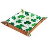 Lucky Clover Leaves Pattern Microfiber Leather Dice Trays Folding for RPG DND Table Games, Leather Dice Holder Storage Box Portable Folding Rolling Dice Tray, 20.5x20.5cm view 2
