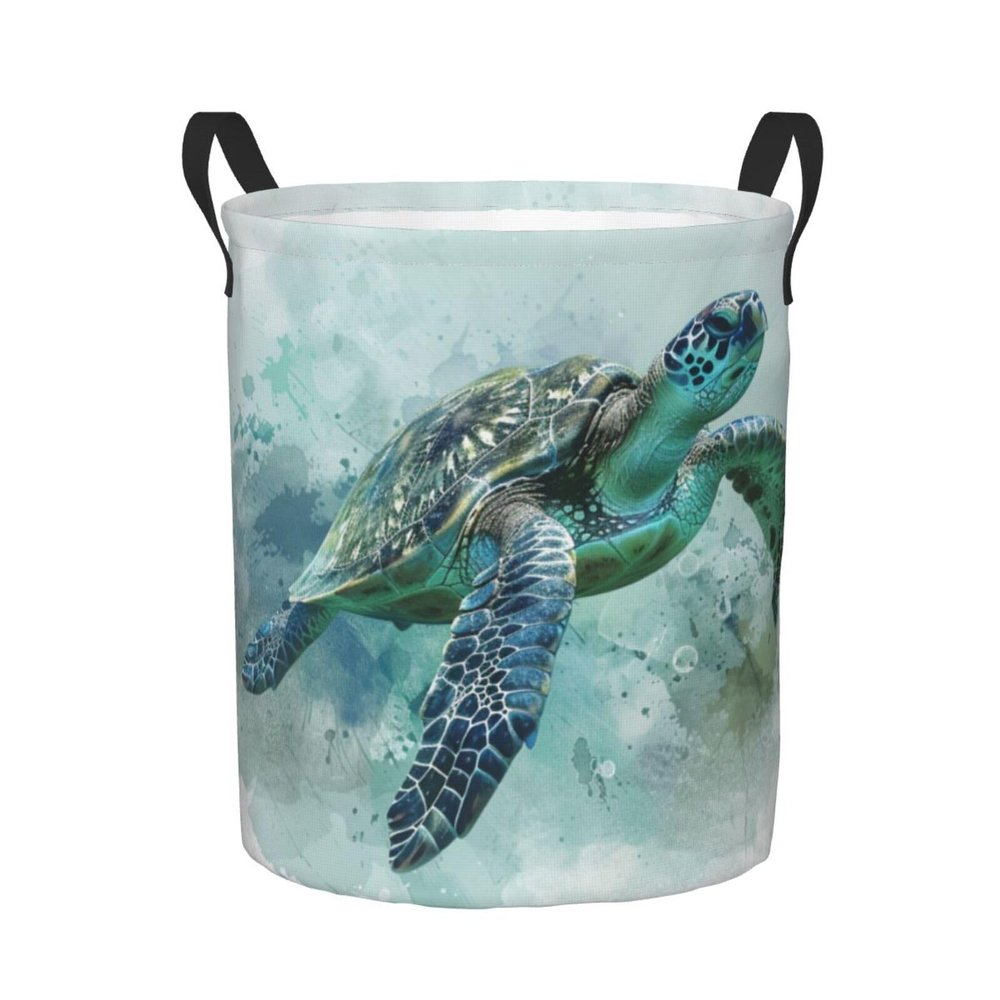 Foruidea Turtle Swimming Sea Underwater Laundry Basket,Laundry Hamper,Collapsible Storage Bin, Oxford Fabric Clothes Baskets,Nursery Hamper For Home,Office,Dorm,Gift Basket