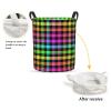 Foruidea Neon Plaid Pattern Laundry Basket,Laundry Hamper,Collapsible Storage Bin, Oxford Fabric Clothes Baskets,Nursery Hamper For Home,Office,Dorm,Gift Basket, Medium view 2