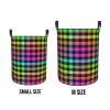 Foruidea Neon Plaid Pattern Laundry Basket,Laundry Hamper,Collapsible Storage Bin, Oxford Fabric Clothes Baskets,Nursery Hamper For Home,Office,Dorm,Gift Basket, Medium view 4