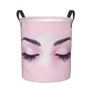 Foruidea Closed Eyes Pink Laundry Basket,Laundry Hamper,Collapsible Storage Bin, Oxford Fabric Clothes Baskets,Nursery Hamper For Home,Office,Dorm,Gift Basket, Medium view 1